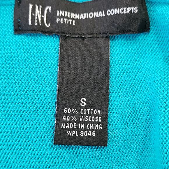 INC Blue and White w/Silver Sequin Short Draped Sleeve Sweater EUC Size S - Picture 7 of 8